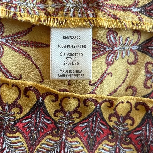 Max Studio Mustard Yellow Printed Sleeveless Top - Picture 6 of 6